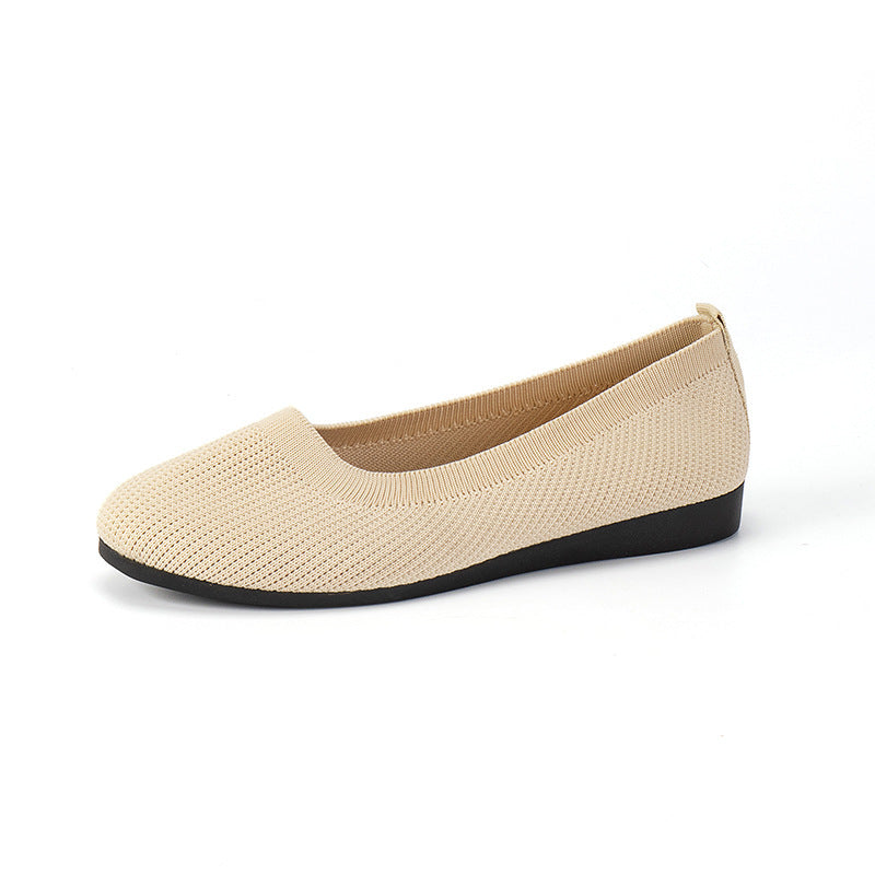 Women's Knit Mesh Slip-On Flats | Soft & Breathable Casual Shoes