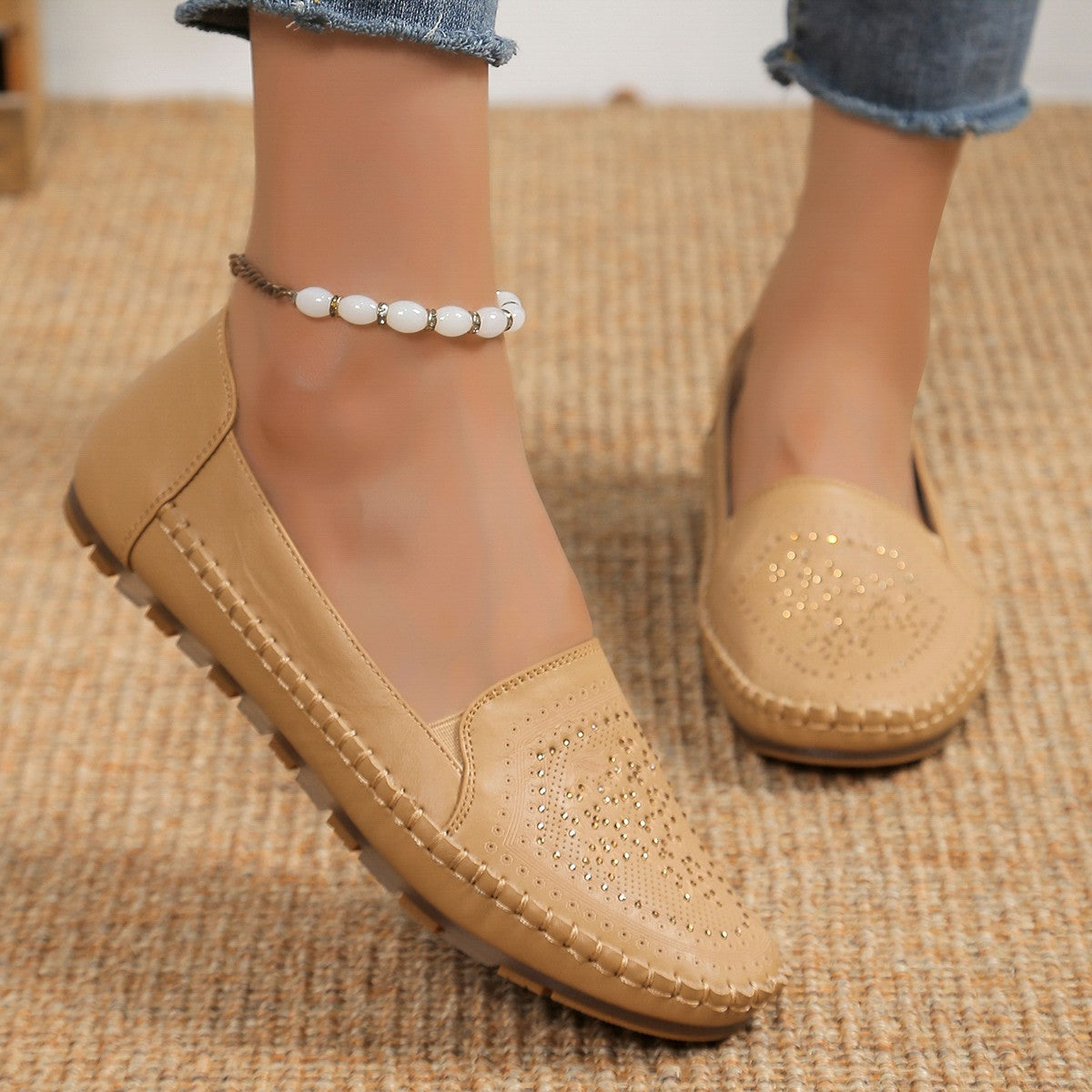 Women's Gommino Leather Stitch Flats | Casual Slip-On Loafers in 3 Colors