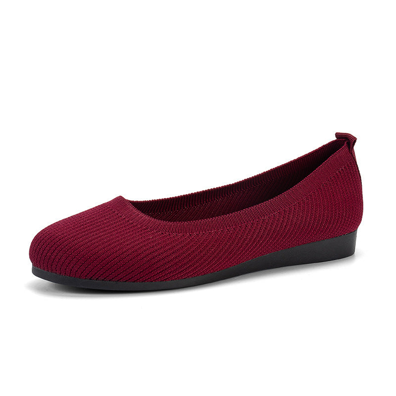 Women's Knit Mesh Slip-On Flats | Soft & Breathable Casual Shoes