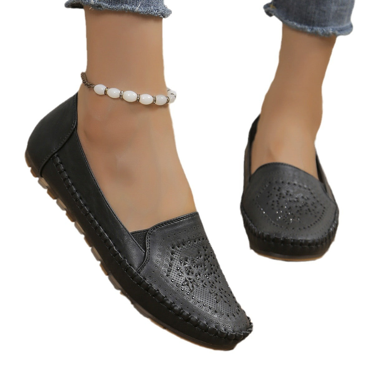 Women's Gommino Leather Stitch Flats | Casual Slip-On Loafers in 3 Colors