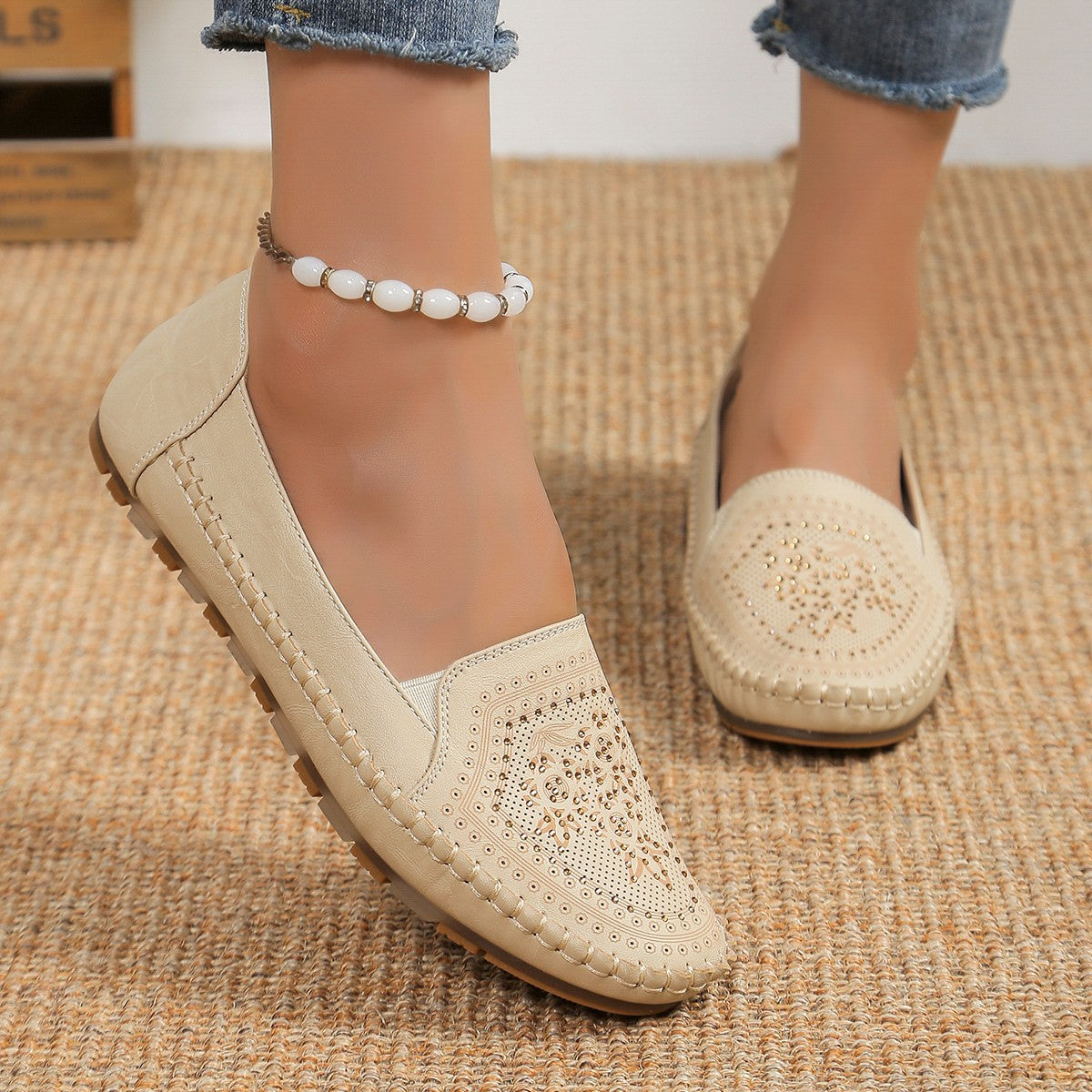 Women's Gommino Leather Stitch Flats | Casual Slip-On Loafers in 3 Colors