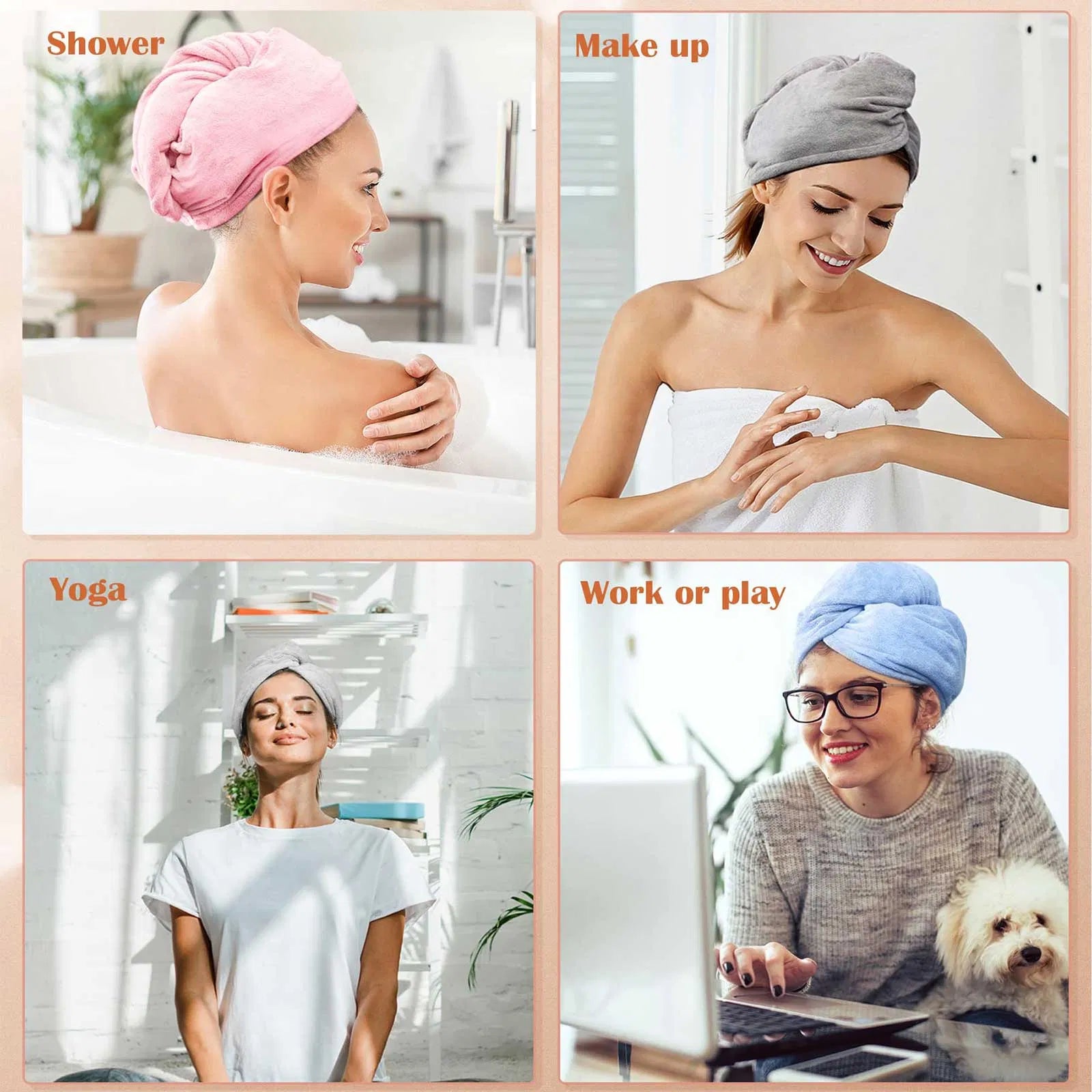 Microfiber Hair Towel Wrap Set (3-Pack) | Ultra Absorbent Turban